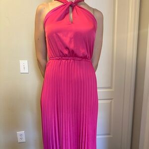 Elegant Pink Halter Dress/Tie Twist Neckline